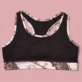 Black Sports Bra with Pink Break-Up Trim